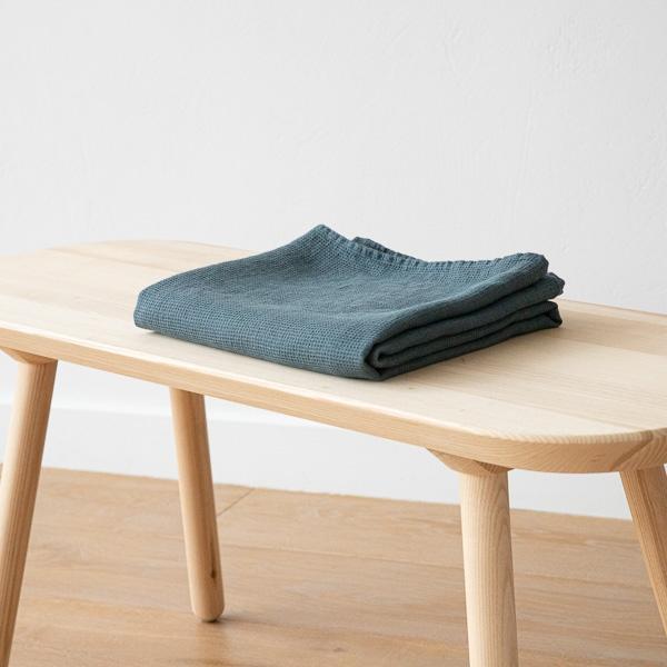 Linenme Balsam Green Linen Waffle Bath Towel Washed