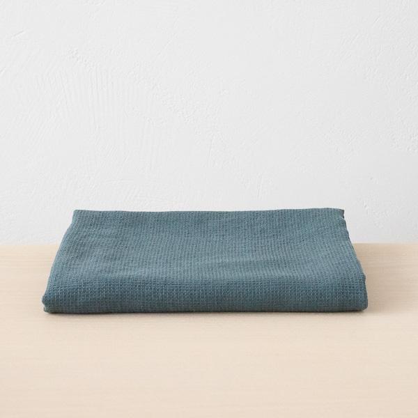 Linenme Balsam Green Linen Waffle Bath Towel Washed