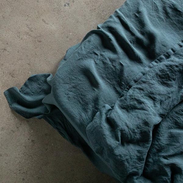Linenme Balsam Green Stone Washed Bed Linen Flat Sheet