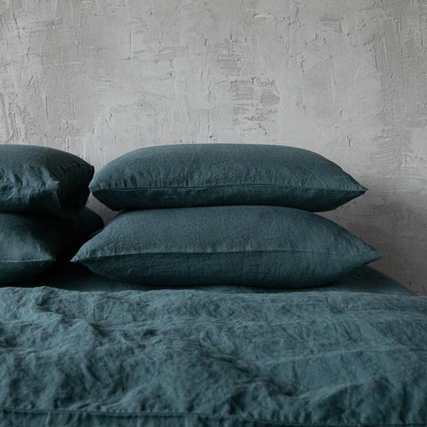 linenme Balsam Green Stone Washed Bed Linen Pillow Case