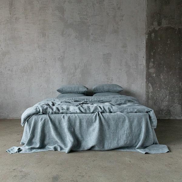Linenme Balsam Green Stone Washed Rhomb Bed Linen Duvet