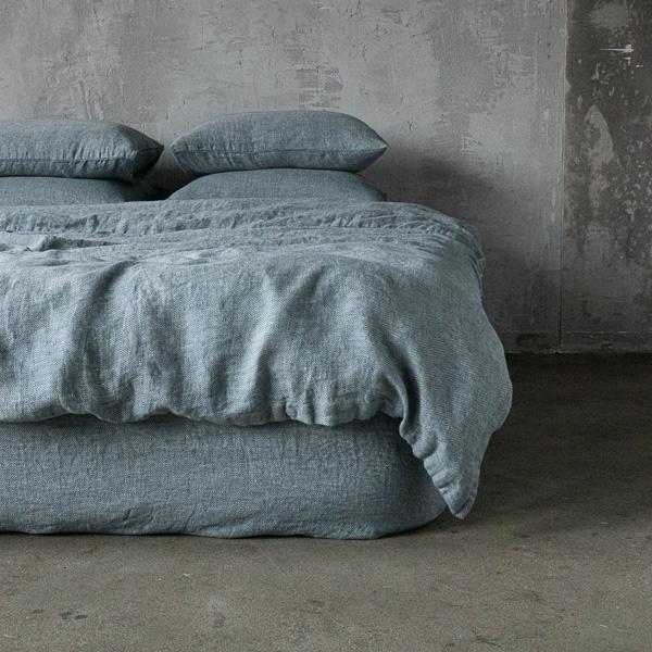 linenme Balsam Green Stone Washed Rhomb Bed Linen Duvet