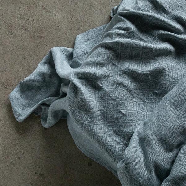 Linenme Balsam Green Stone Washed Rhomb Bed Linen Flat Sheet