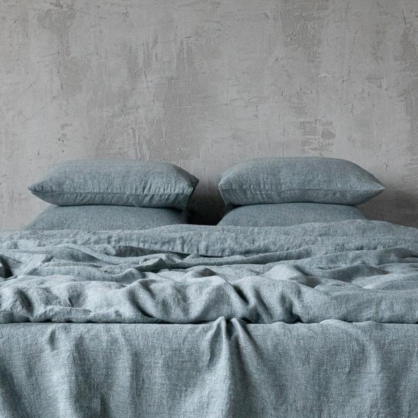 Linenme Balsam Green Stone Washed Rhomb Bed Linen Pillow Case