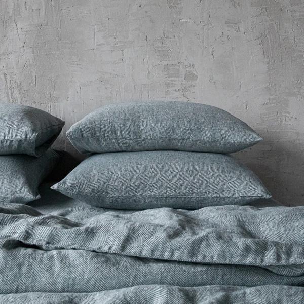 linenme Balsam Green Stone Washed Rhomb Bed Linen Pillow Case
