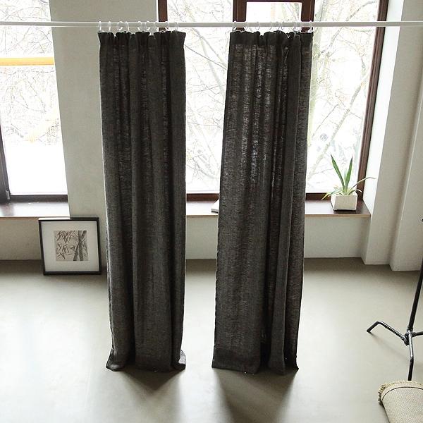 Linenme Black Linen Pencil Pleat Curtain Panel Chevron