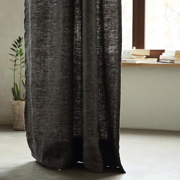 Linenme Black Linen Pencil Pleat Curtain Panel Chevron
