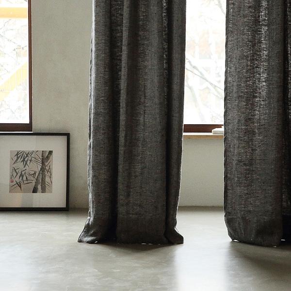 linenme Black Linen Pencil Pleat Curtain Panel Chevron