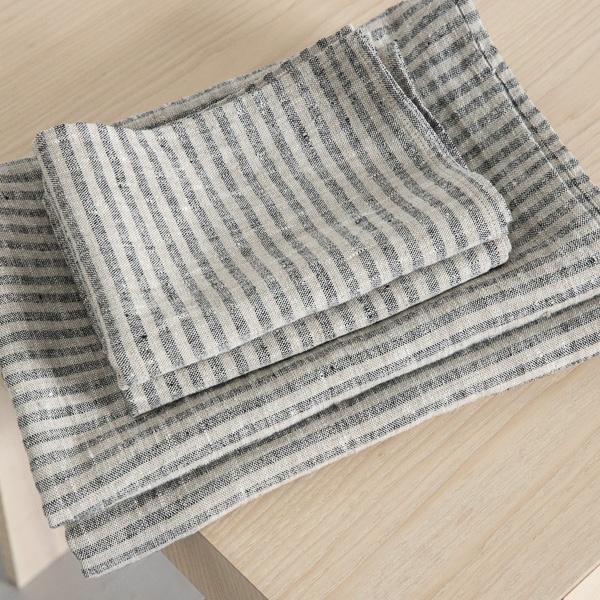 Linenme Black Natural Linen Bath Towels Set Brittany