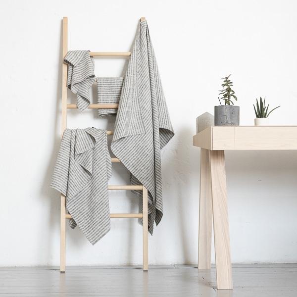 linenme Black Natural Linen Bath Towels Set Brittany