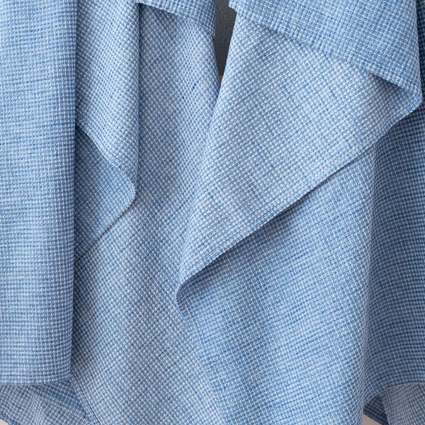 Linenme Blue Linen Cotton Bath Towels Set Wafer Washed