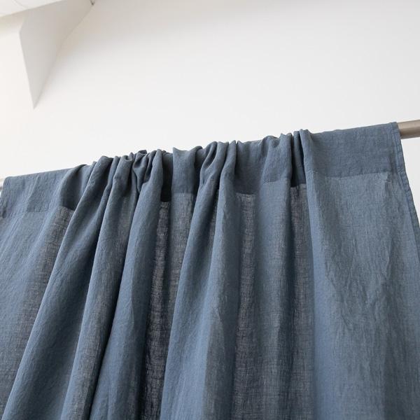 Linenme Blue Stone Washed Rod Pocket Linen Curtain Panel