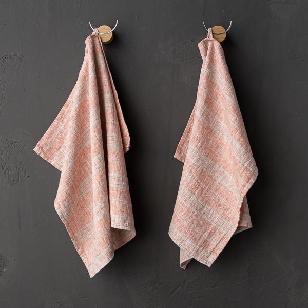 Linenme Brick Natural Linen Fabric Multistripe Washed