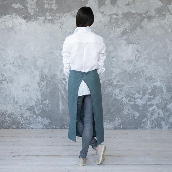 Linenme Chef's Apron Balsam Green Stone Washed Linen