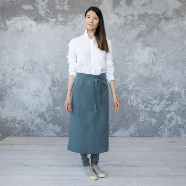 Linenme Chef's Apron Balsam Green Stone Washed Linen