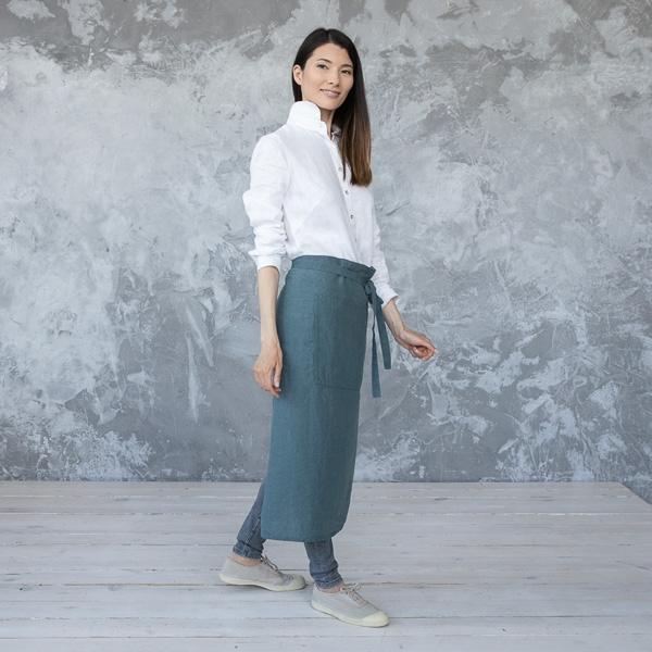 Linenme Chef's Apron Balsam Green Stone Washed Linen