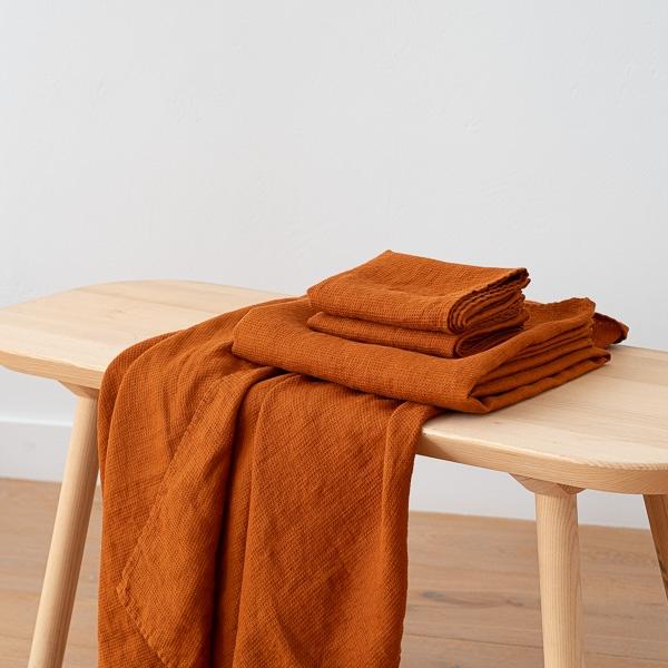 Linenme Cinnamon Linen Bath Towels And Hand Towels Washed Waffle