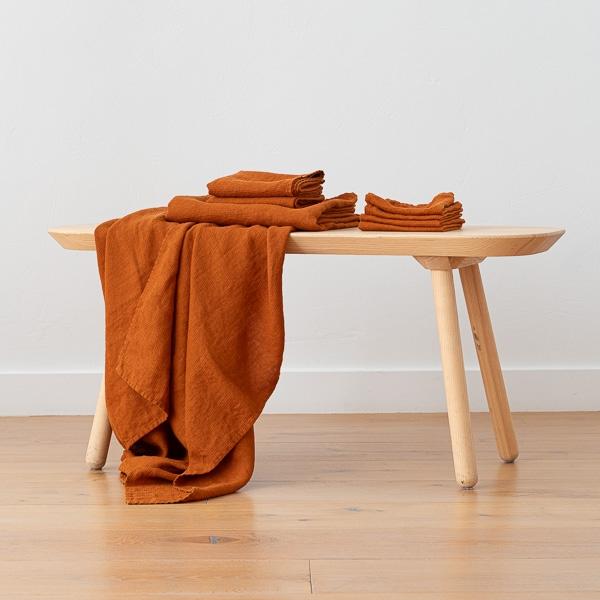 Linenme Cinnamon Linen Bath Towels And Hand Towels Washed Waffle