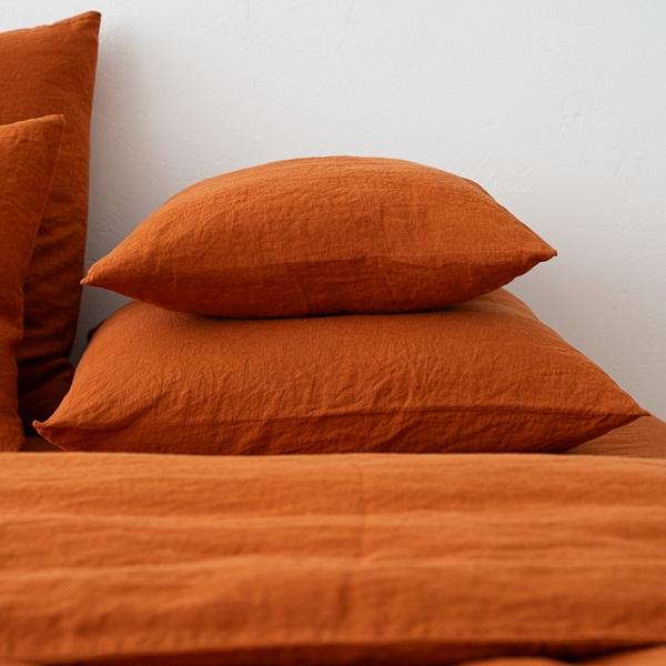 Linenme Cinnamon Stone Washed Bed Linen Pillow Case