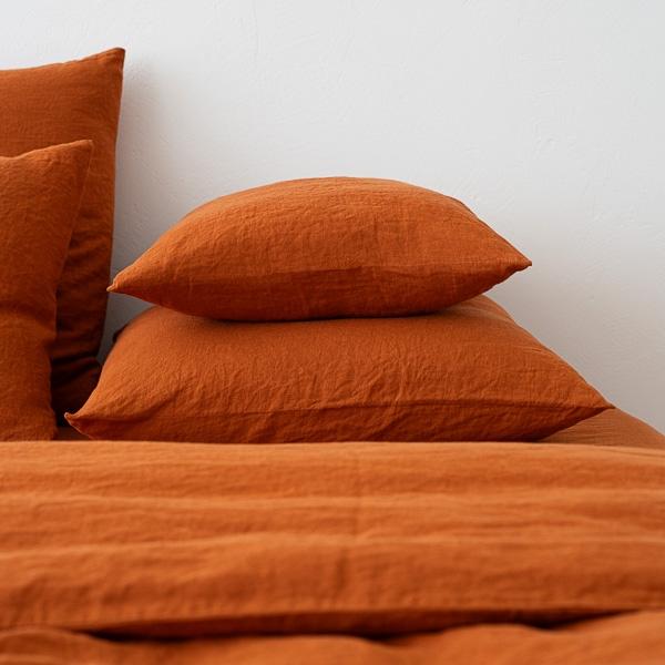 linenme Cinnamon Stone Washed Bed Linen Pillow Case