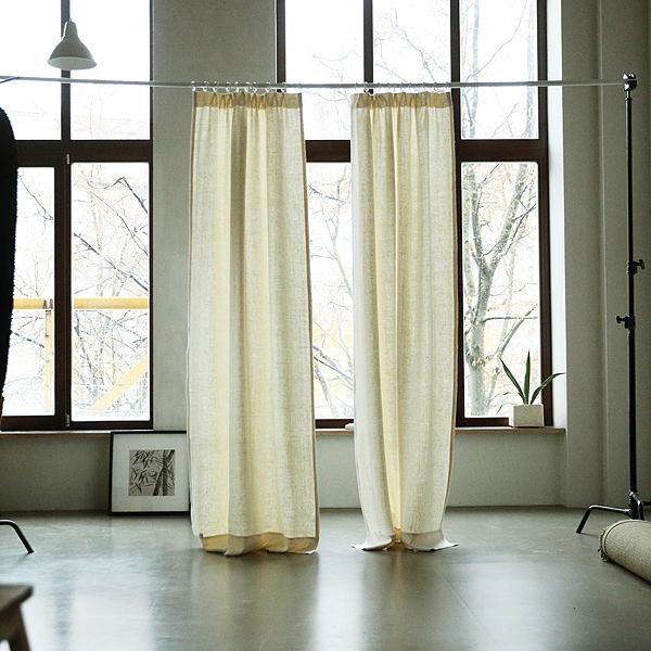 Linenme Cream Linen Pencil Pleats Curtain Panel Lara