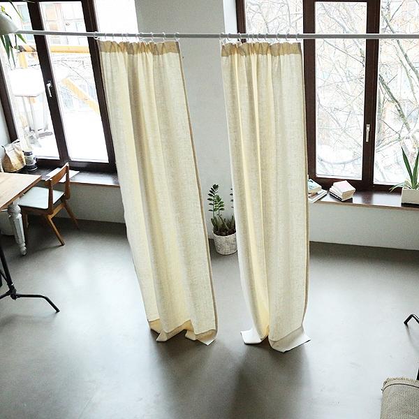 Linenme Cream Linen Pencil Pleats Curtain Panel Lara