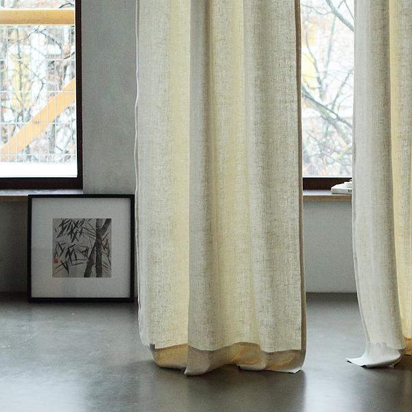 linenme Cream Linen Pencil Pleats Curtain Panel Lara