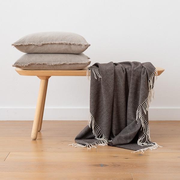 Linenme Extra Fine Merino Wool Throw Henry Choco Grey