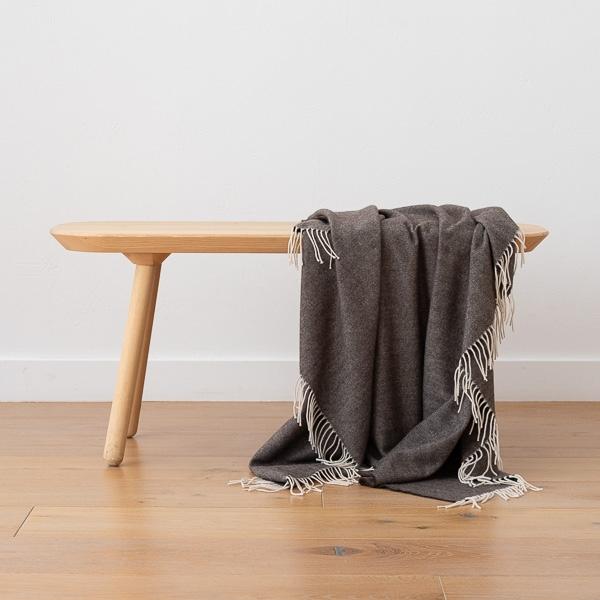 Linenme Extra Fine Merino Wool Throw Henry Choco Grey
