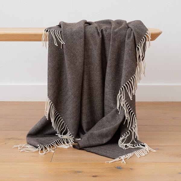linenme Extra Fine Merino Wool Throw Henry Choco Grey