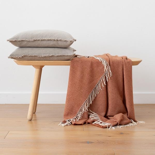 Linenme Extra Fine Merino Wool Throw Henry Cinnamon