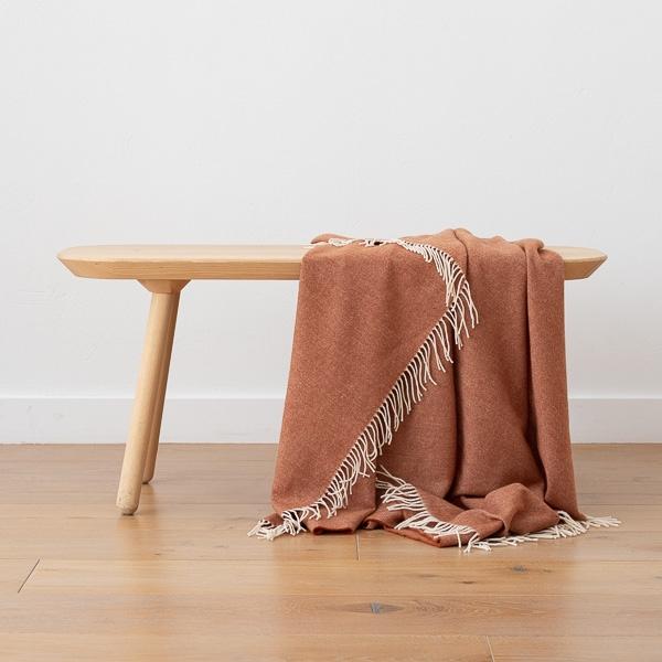 Linenme Extra Fine Merino Wool Throw Henry Cinnamon