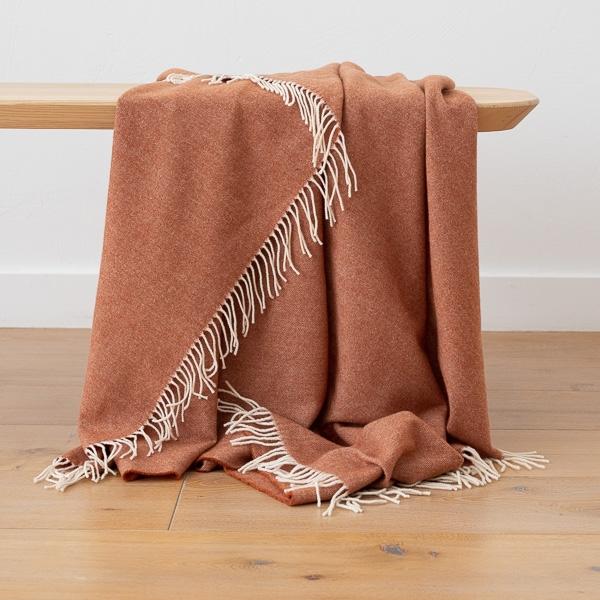 linenme Extra Fine Merino Wool Throw Henry Cinnamon
