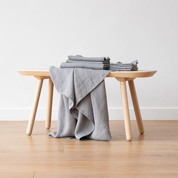Linenme Graphite Linen Bath And Hand Towels Set Washed Waffle