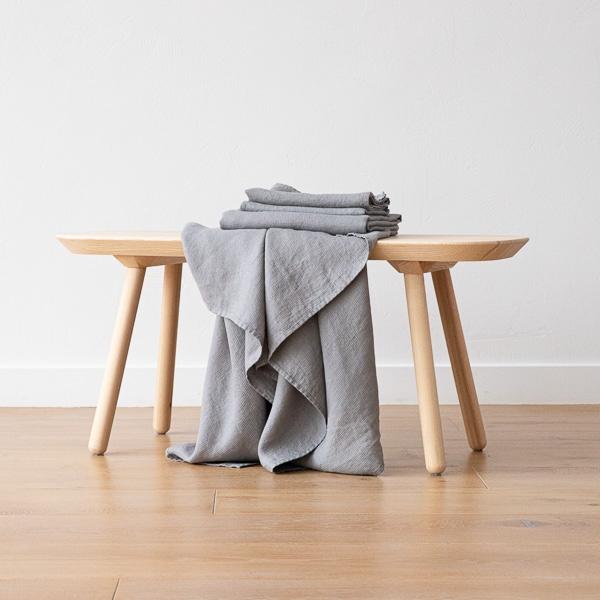 Linenme Graphite Linen Bath And Hand Towels Set Washed Waffle