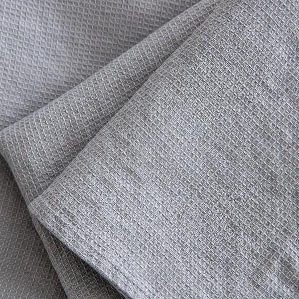 Linenme Graphite Linen Bath And Hand Towels Set Washed Waffle