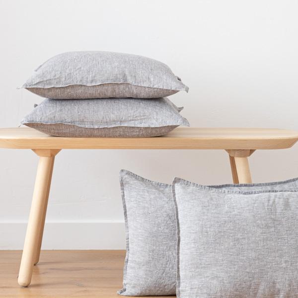 Linenme Graphite Linen Cushion Cover Crushed Melange