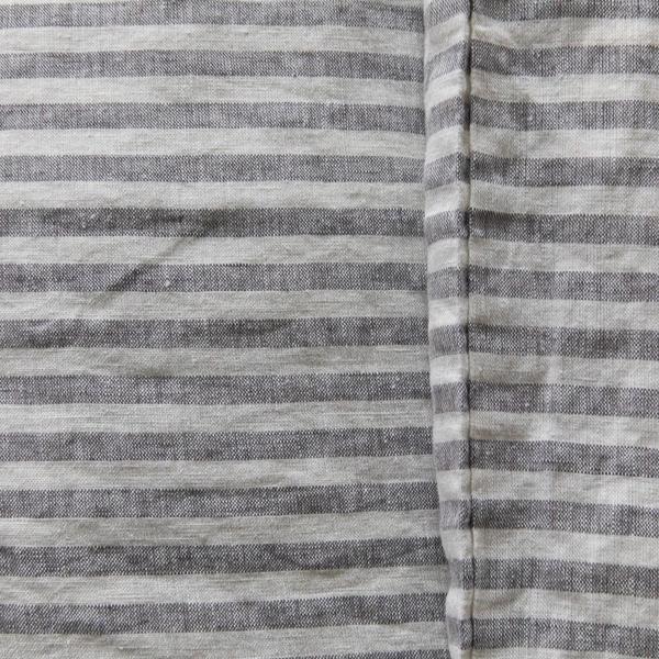 Linenme Graphite Washed Bed Linen Deep Pocket Fitted Sheet Ticking Stripe