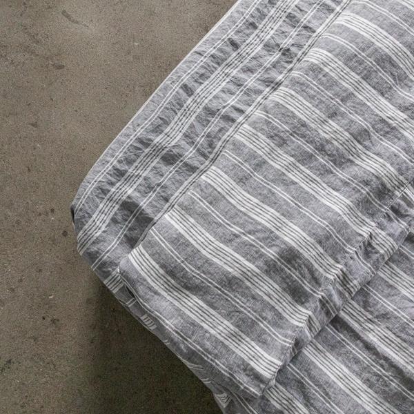 Linenme Graphite Washed Bed Linen Fitted Sheet Jazz