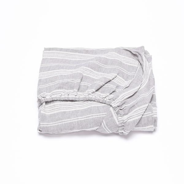 Linenme Graphite Washed Bed Linen Fitted Sheet Jazz