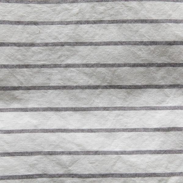 Linenme Graphite Washed Bed Linen Fitted Sheet Stripe