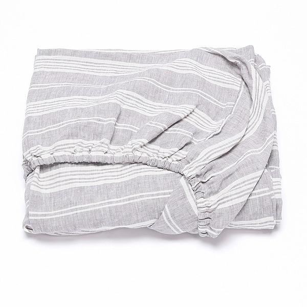 Linenme Graphite Washed Bed Linen Jazz Fitted Sheet Deep Pocket