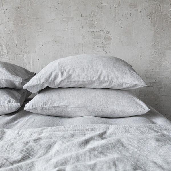 linenme Graphite Washed Bed Linen Pillow Case Pinstripe