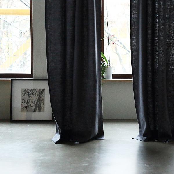 linenme Grey Linen Curtain Panel With Pencil Pleats Lara