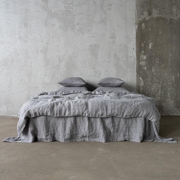 Linenme Grey Stone Washed Herringbone Bed Linen Flat Sheet