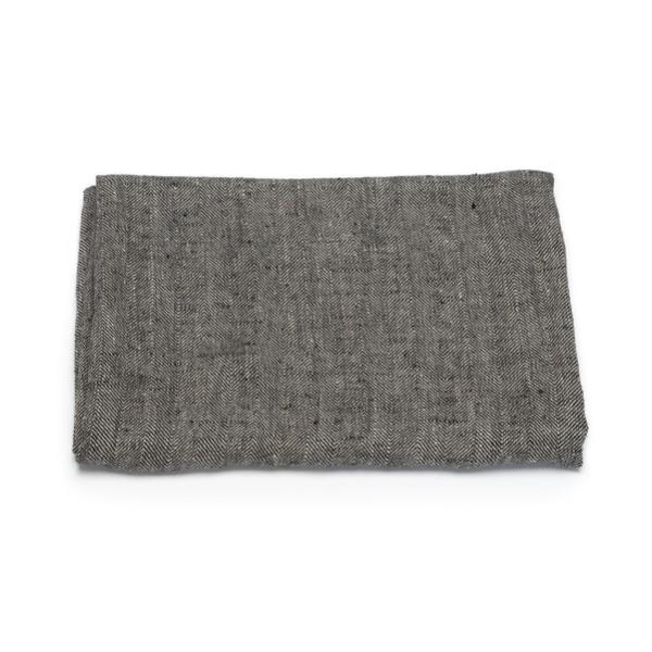 Linenme Huckaback Linen Bath Towel Chevron In Black