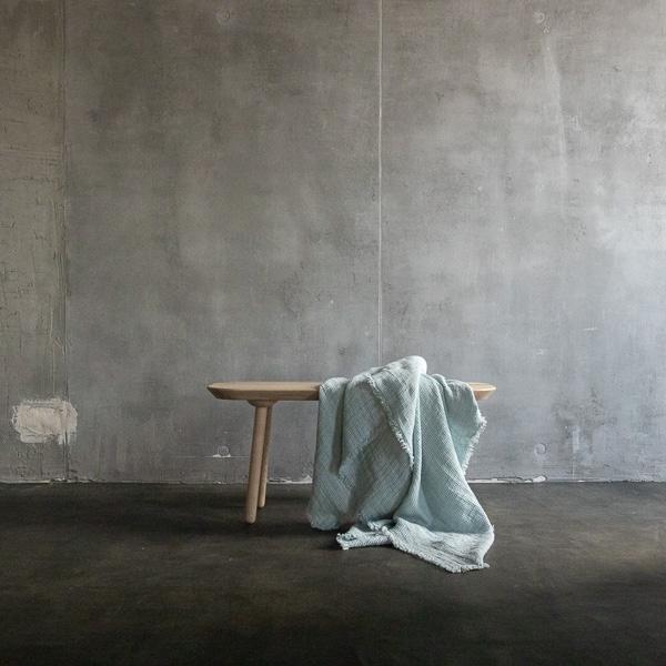 Linenme Ice Blue Linen Throw With Fringes Washed Waffle