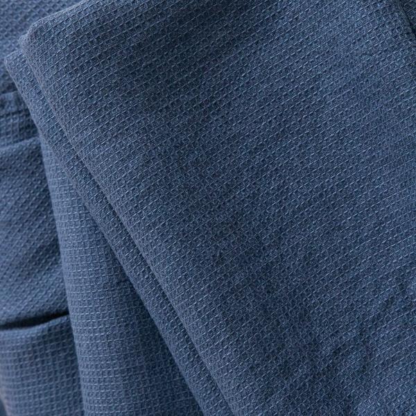 Linenme Indigo Linen Bath Towels And Hand Towels Set Washed Waffle
