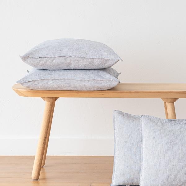 Linenme Indigo Linen Cushion Cover Pinstripe Washed