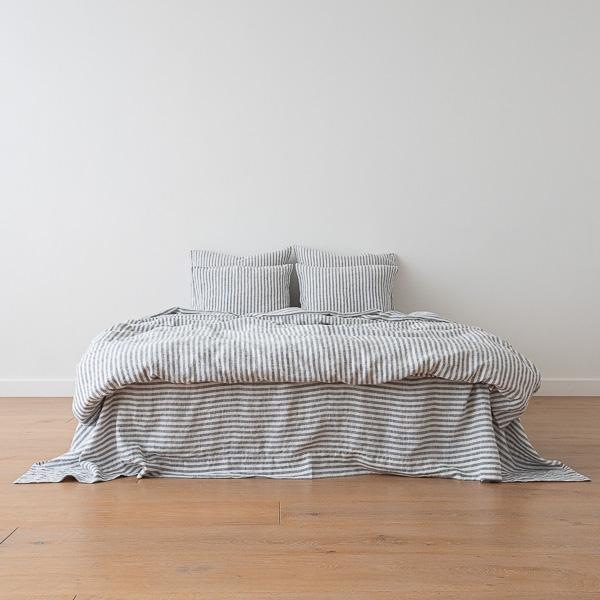 Linenme Indigo Washed Bed Linen Duvet Ticking Stripe
